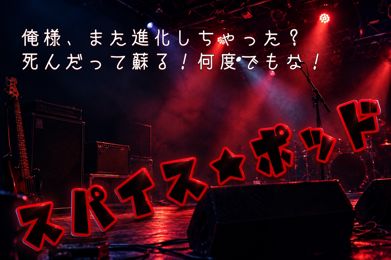 赤い照明のライブ会場を描いた『スパイス★ポッド』の作品画像