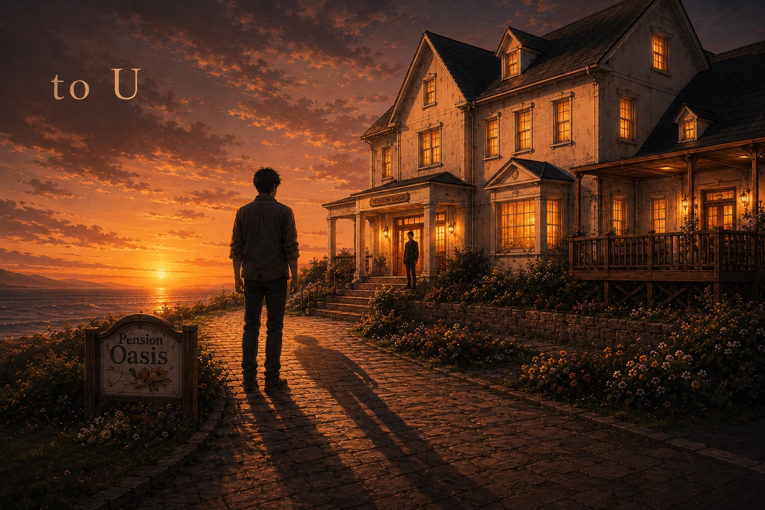 夕暮れのペンション・オアシスを描いた『to U』の作品画像